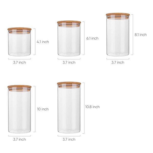 Airtight glass Food Jars with Bamboo Wooden Lids