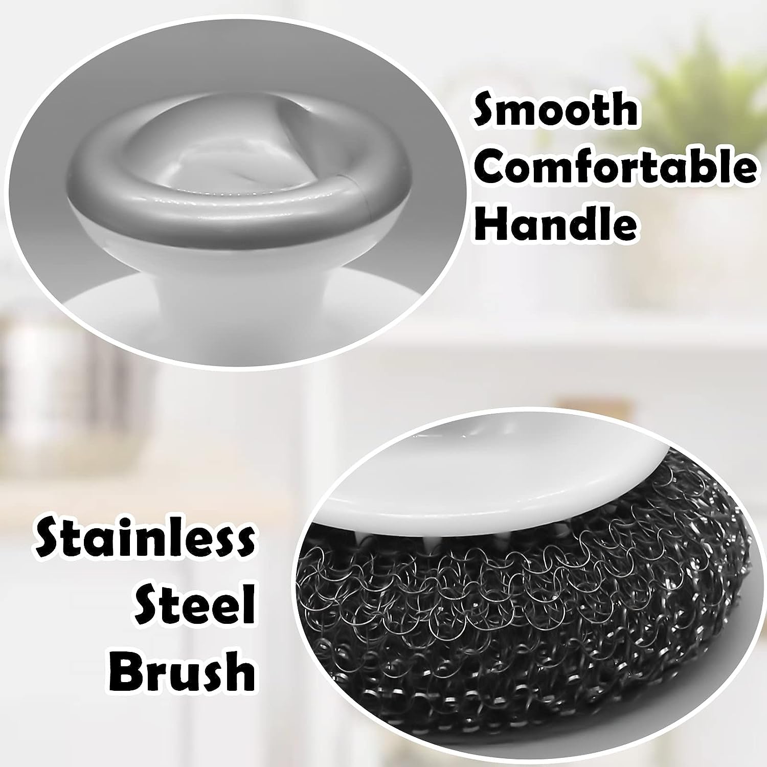 2Pcs Stainless Steel Wool Scrubber with Handle