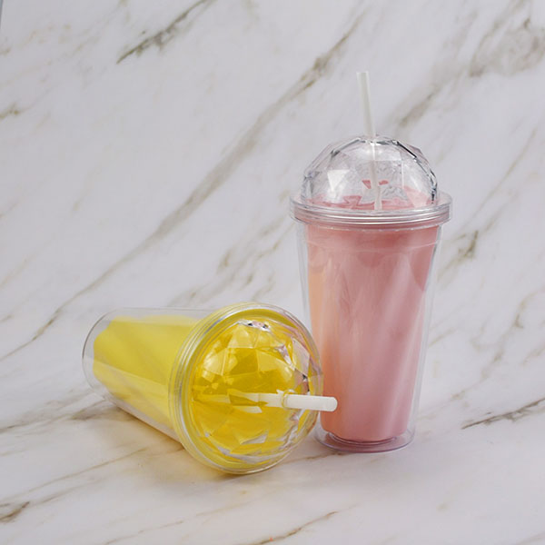 Diamond Crystal Double Wall To Go Cold Cup Tumbler with Stra