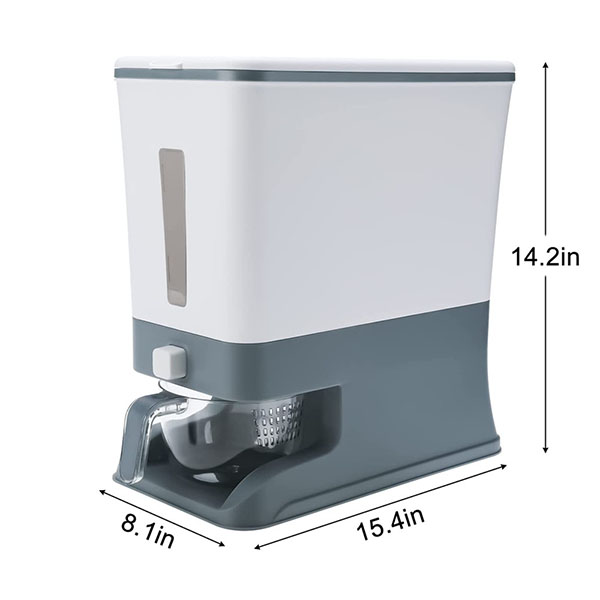 Rice Dispenser Bucket with Lid and Measuring Cup
