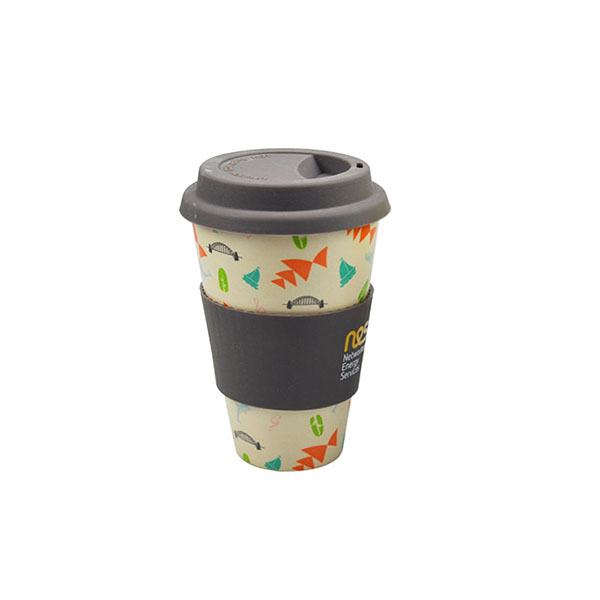 Reusable Bamboo Fiber Travel Coffee Cup With Lid