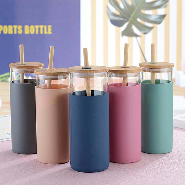 Straw cup with bamboo lid