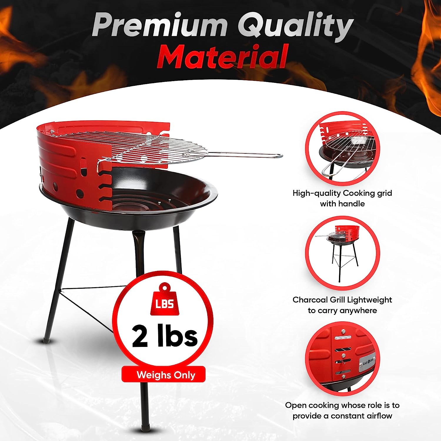 16inch Portable Charcoal Grill Barbecue Grill