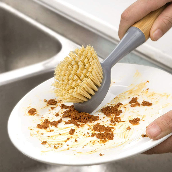 Bamboo handle dish brush