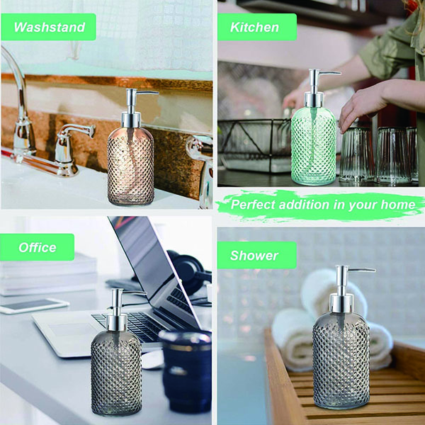 Separate glass lotion bottles