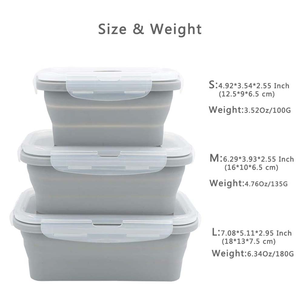  Silicone Rectangular Collapsible and Stackable Food Storage