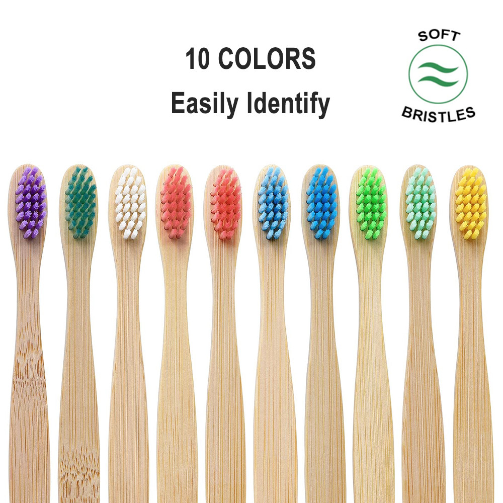 10 Colors Set Kids Bamboo Toothbrush