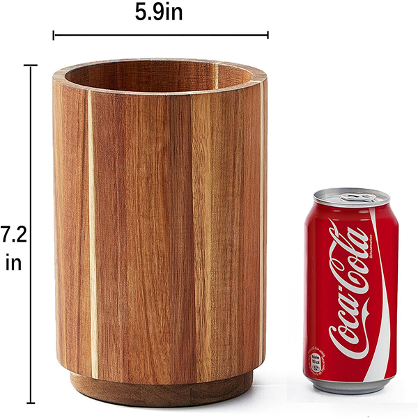 Acacia Wood Utensil Holder 360° Rotating