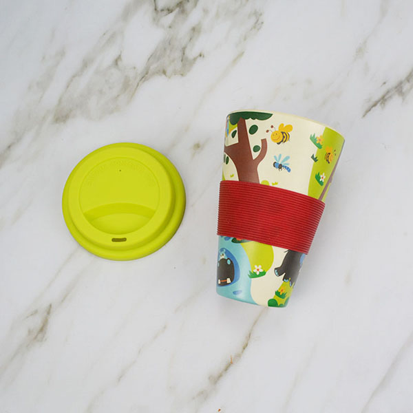 Reusable Bamboo Fiber Travel Coffee Cup With Lid