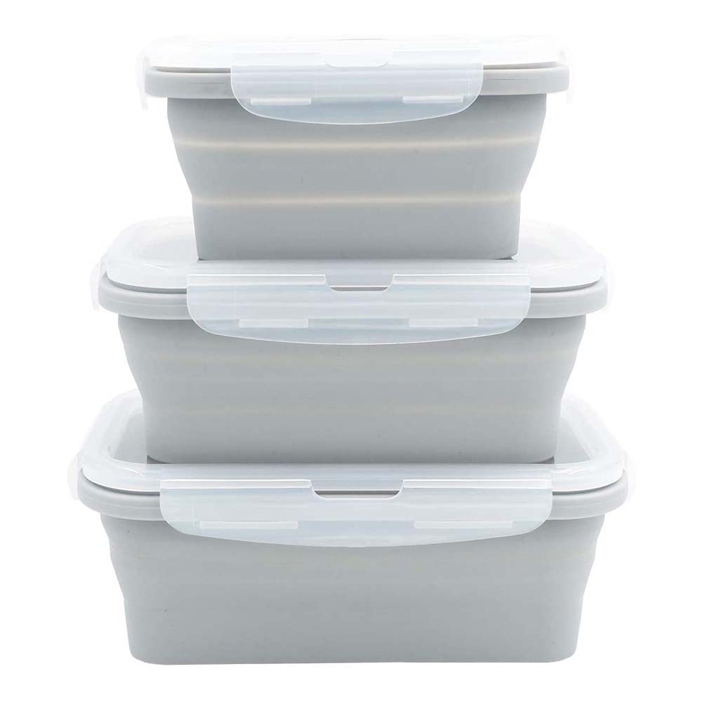  Silicone Rectangular Collapsible and Stackable Food Storage