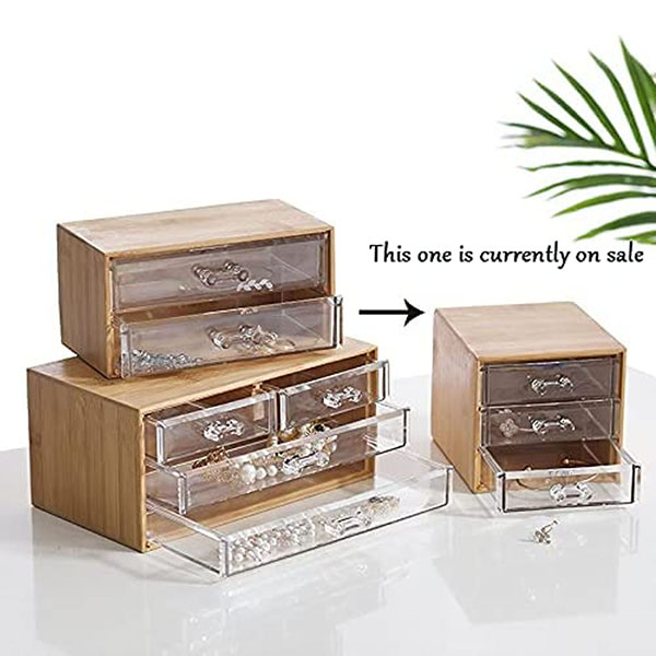 Bamboo cosmetics storage box three layers