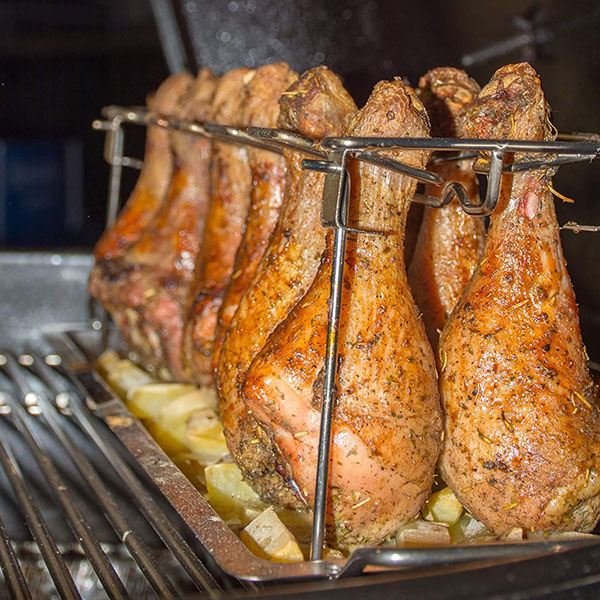 Stainless Steel BBQ Chicken Leg Grill Rack with Drip Pan