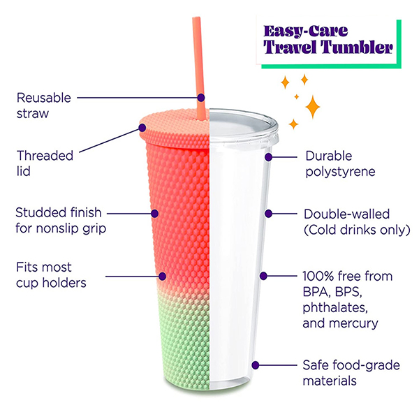 24 Oz Textured Studded Double Wall Tumbler