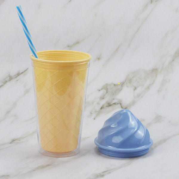  Ice Cream Double Wall  Tumbler with Straw 