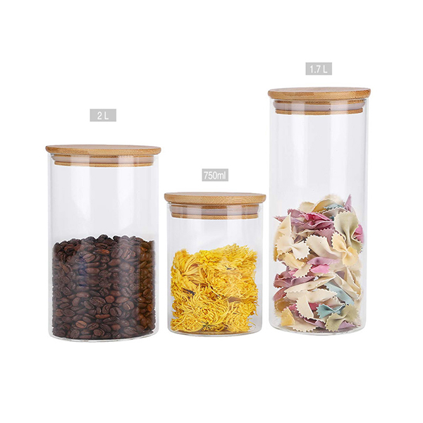 Food Storage Jars Containers with Airtight Bamboo Lid
