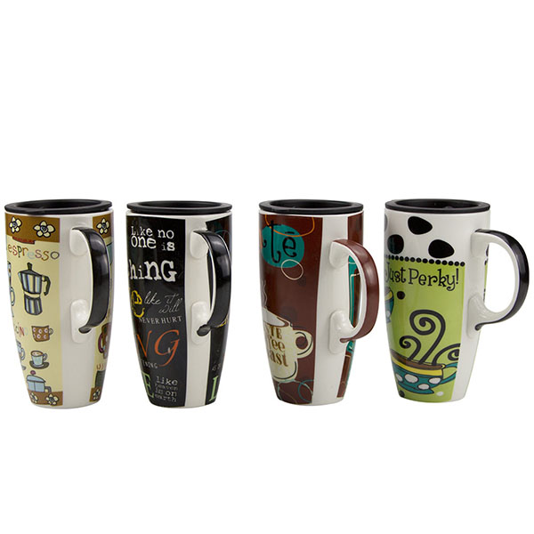 17 oz Ceramic Coffee Mugs with lid