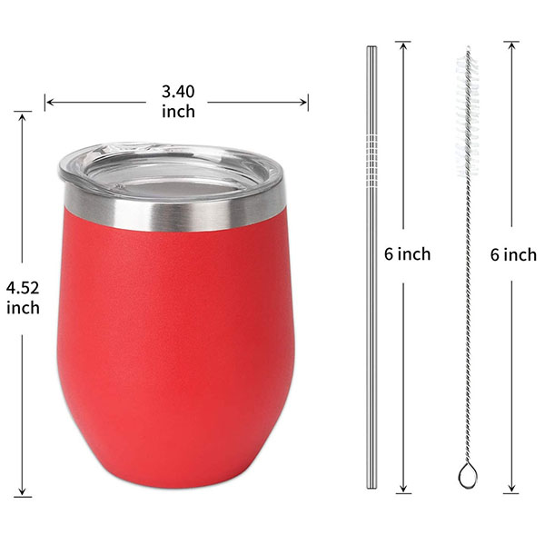12 oz Stainless Steel  Wine Glass Tumbler