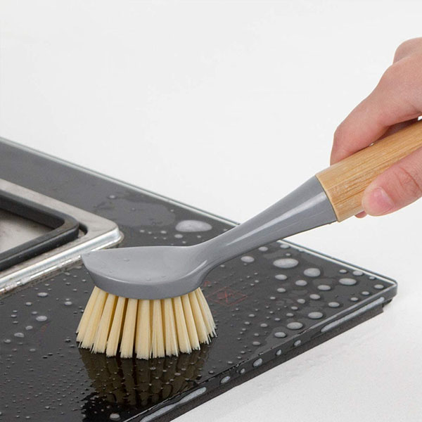Bamboo handle dish brush