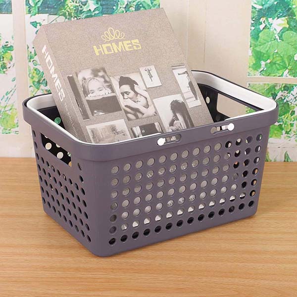 Portable Round hole plastic storage basket with handle 