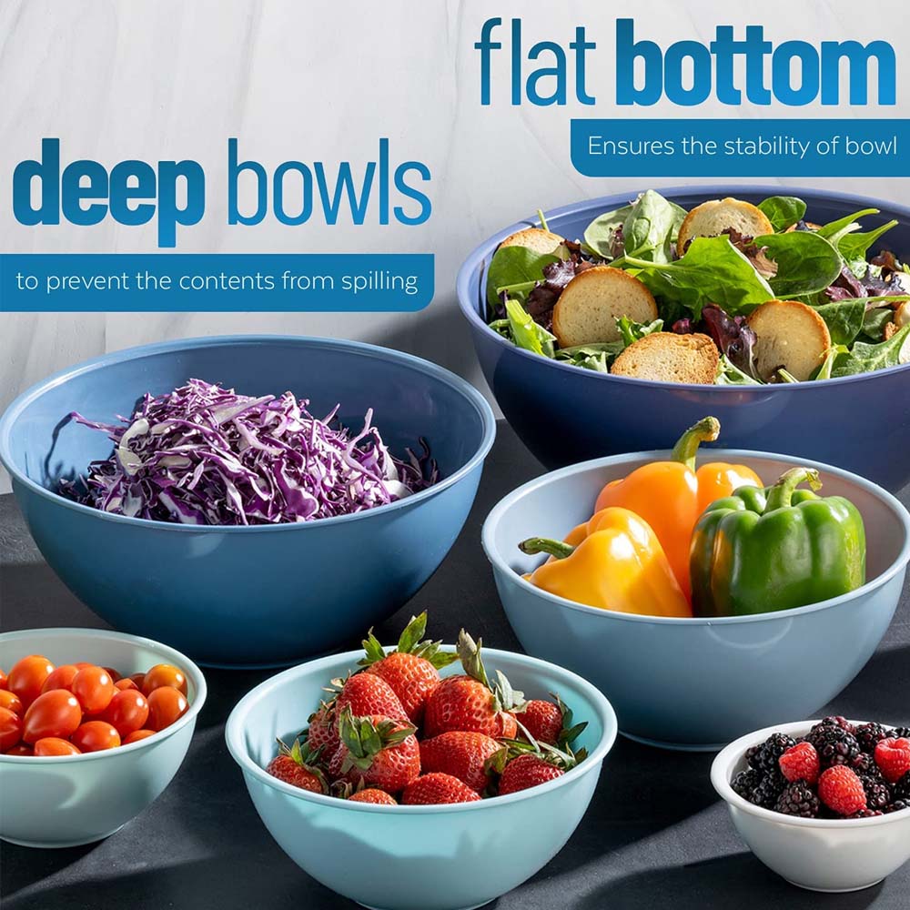 12 Piece Nested Polypropylene Mixing Bowl Food Storage Set W