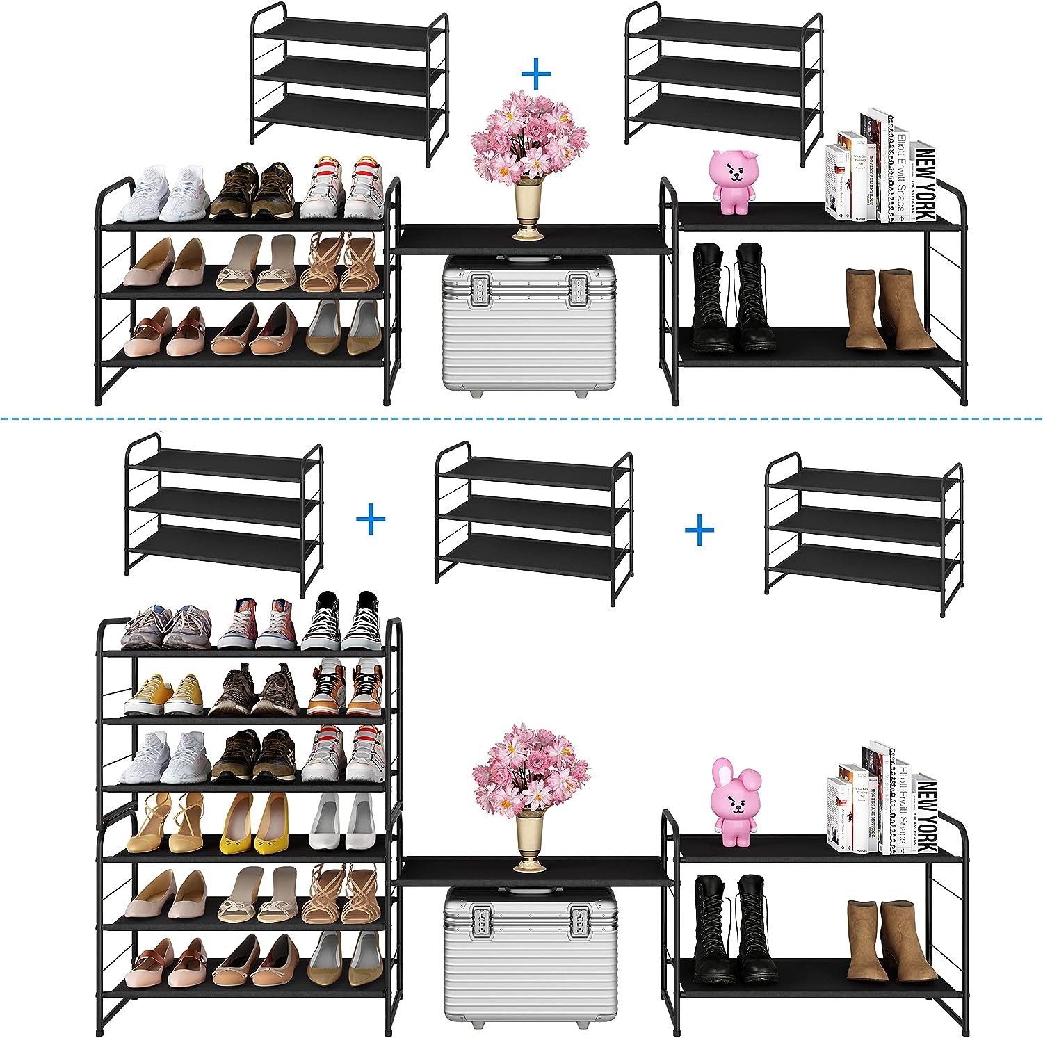 3-Tier Shoe Rack Storage(Black)