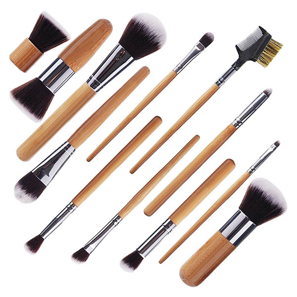 12 Pieces Bamboo Handle Makeup Brush Set