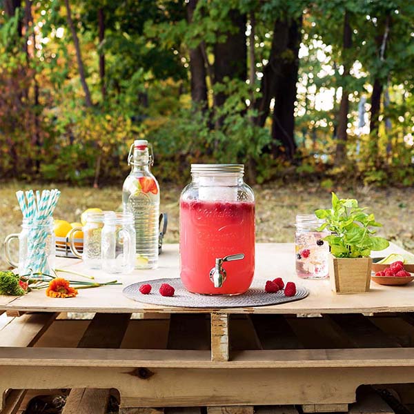 1 Gallon Glass Beverage Dispenser with Ice Cylinder 