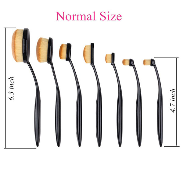 7PCS Black Oval Toothbrush Makeup Brush Set