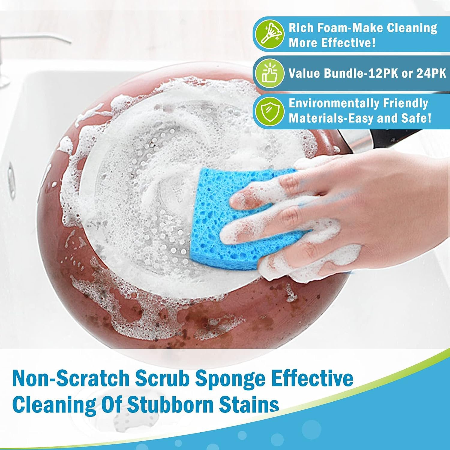 Brite Non-Scratch Scrub Sponge-12Count