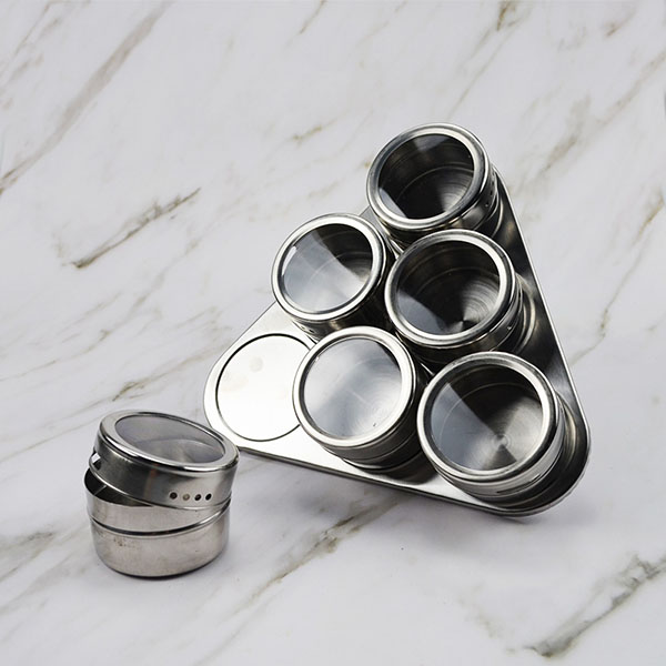 6pcs stainless steel  magnetic spice rack