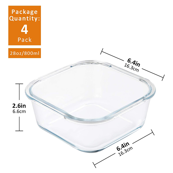 Square Glass Food Storage Containers 