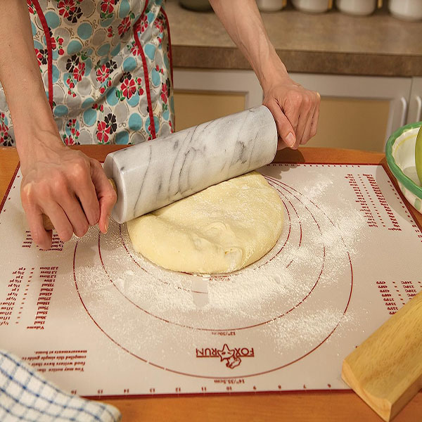 Marble Rolling Pin with Wooden Cradle
