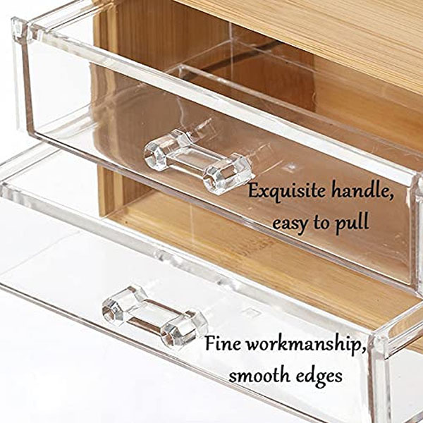 Bamboo cosmetics storage box three layers