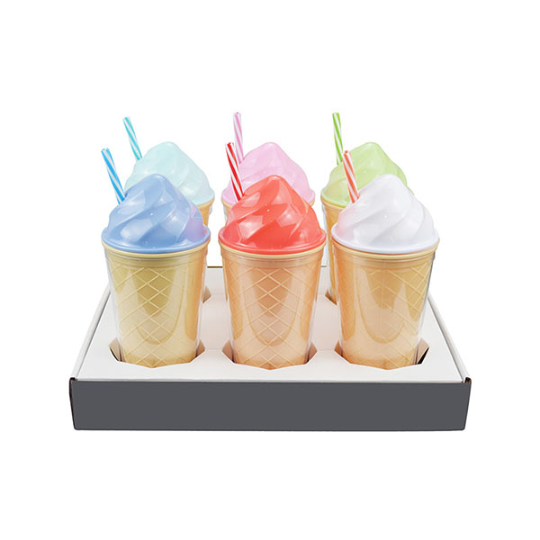  Ice Cream Double Wall  Tumbler with Straw 