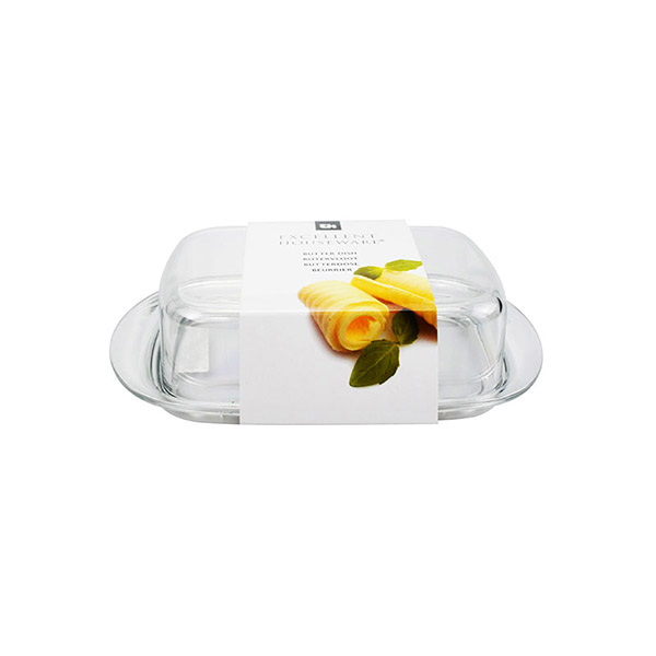 Double-Wide Clear Acrylic Butter Serving Storage Dish with L