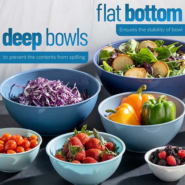 12 Piece Plastic Mixing Bowls Set