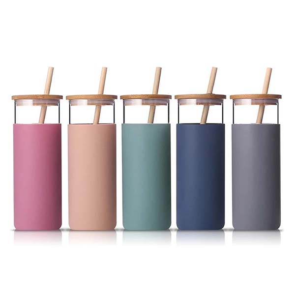 Straw cup with bamboo lid