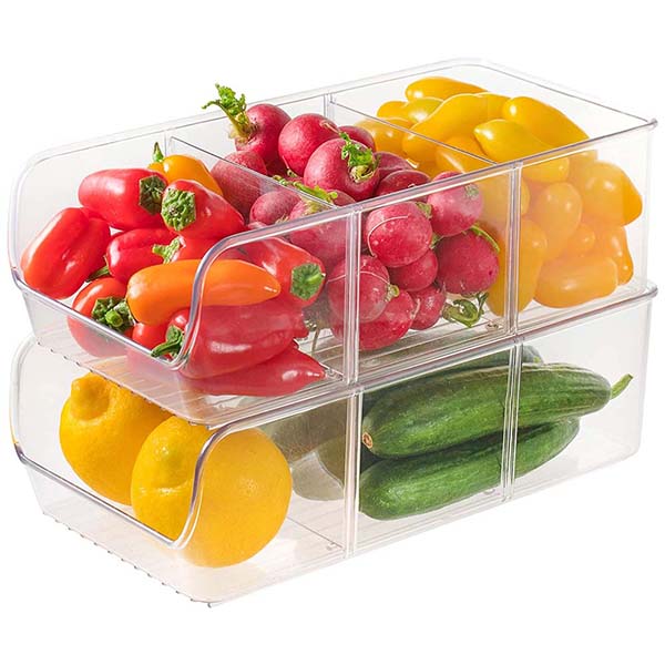 PET freezer Organizer Bins with Removable Dividers