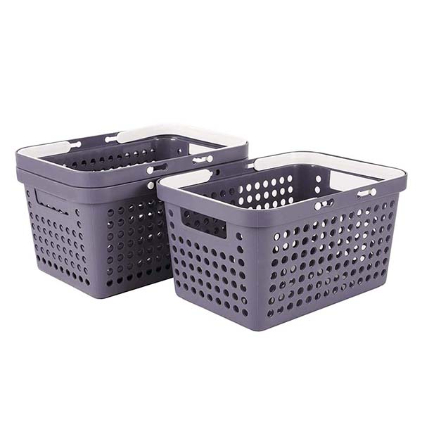 Portable Round hole plastic storage basket with handle 