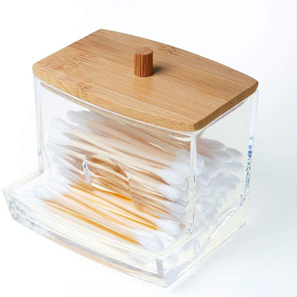 Bamboo lid cosmetics storage box