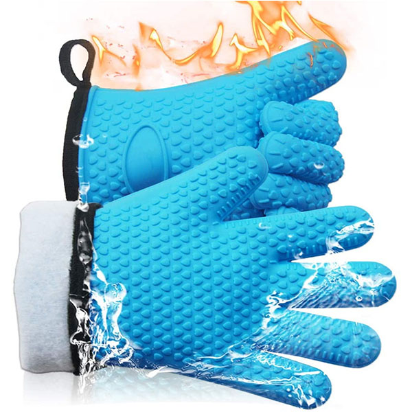 Silicone and Cotton Double-Layer Heat Resistant Oven Mitts 