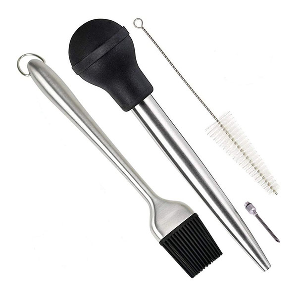 Stainless Steel Baster with Injector and Cleaning Brush