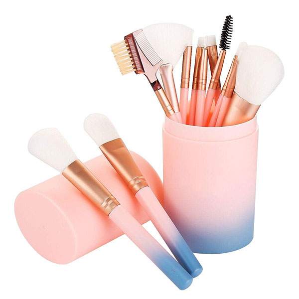 12 PCS Makeup Brushes with Plastic Storage Holder