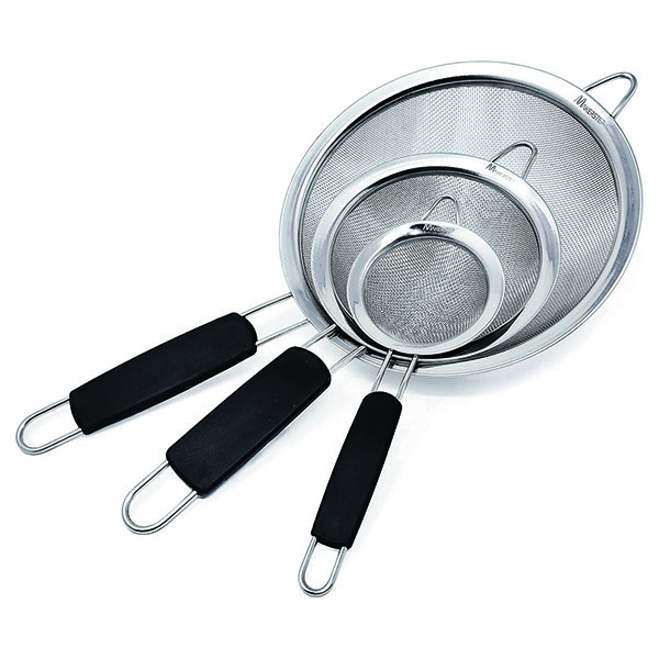 Set of 3 Stainless Steel Fine Mesh Strainers