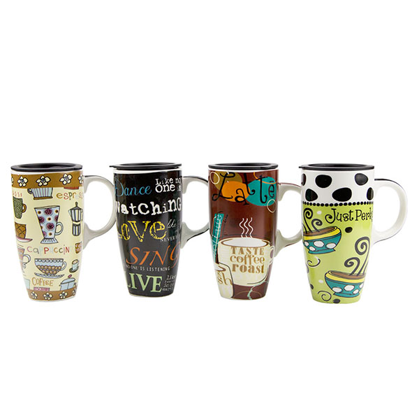 17 oz Ceramic Coffee Mugs with lid