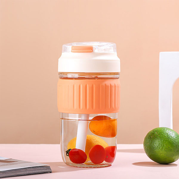 500ml Glass Coffee Cup with Lid and Straw