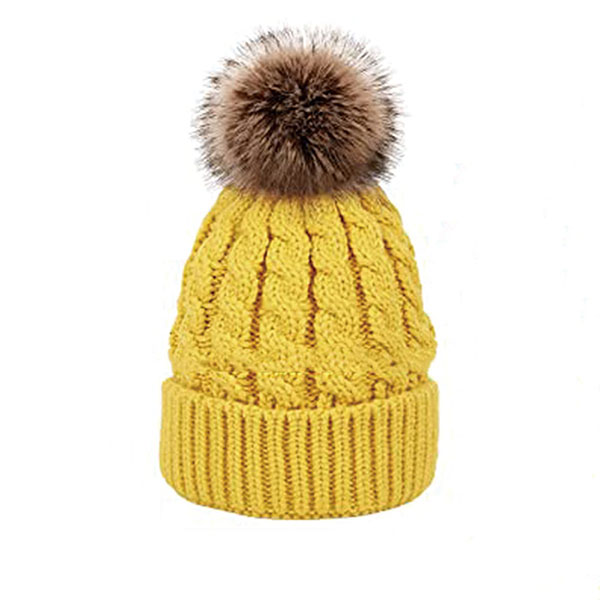 Women Winter Fleece Lined Knitted Beanie Hat