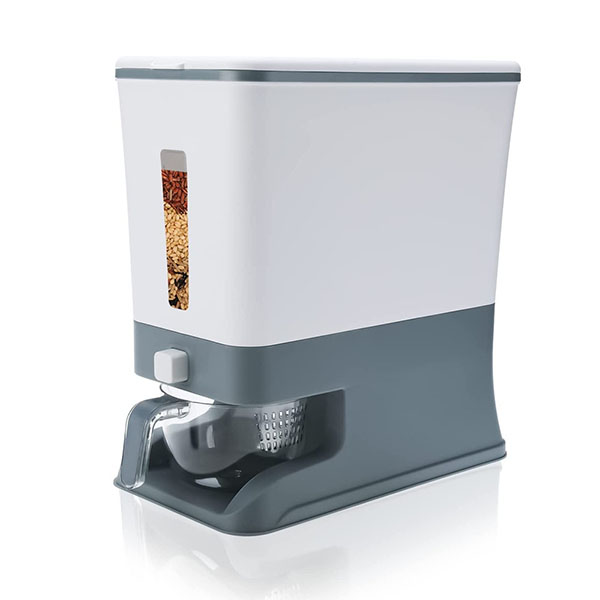 Rice Dispenser Bucket with Lid and Measuring Cup