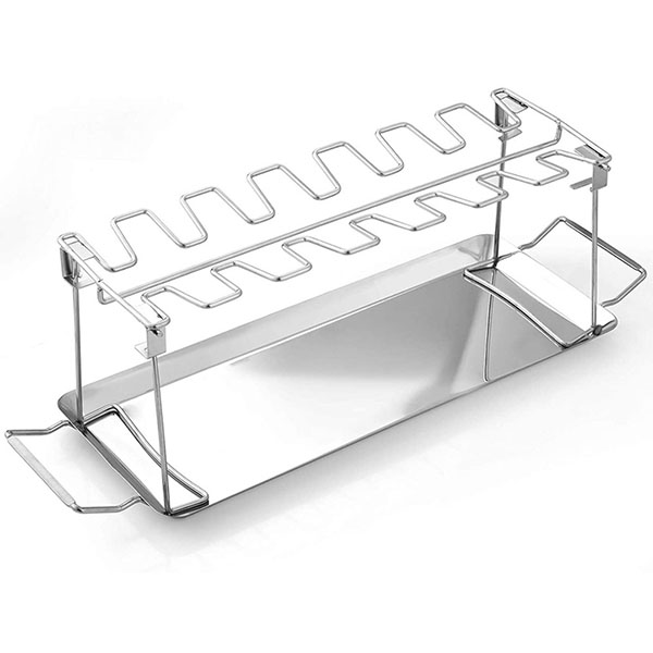 Stainless Steel BBQ Chicken Leg Grill Rack with Drip Pan
