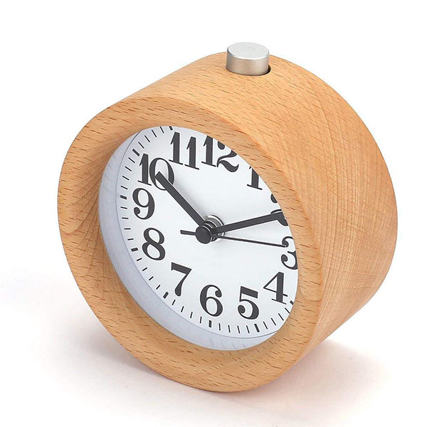 Wood table Snooze Alarm Clock with nightlight